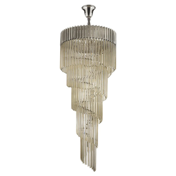 Kentisbeare 700mm 5 Tier Chandelier in Polished Nickel & Cognac Glass