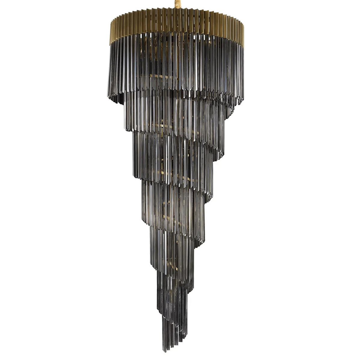 Kentisbeare 900mm 7 Tier Chandelier in Brass & Smoked Glass