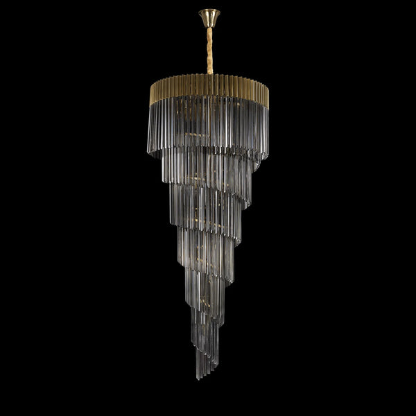Kentisbeare 900mm 7 Tier Chandelier in Brass & Smoked Glass