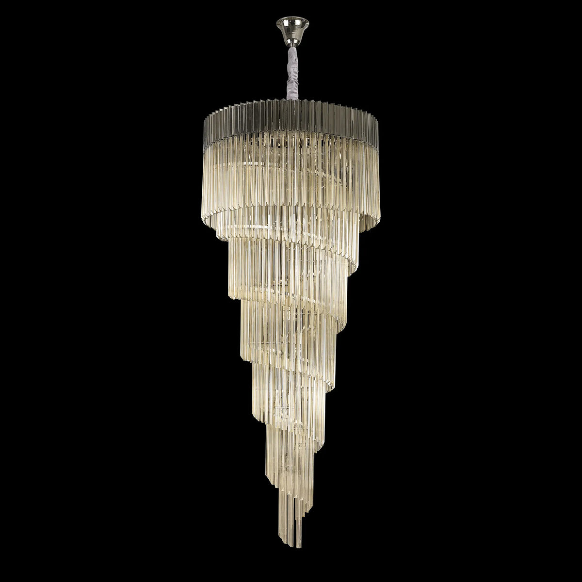 Kentisbeare 900mm 7 Tier Chandelier in Polished Nickel & Cognac Glass