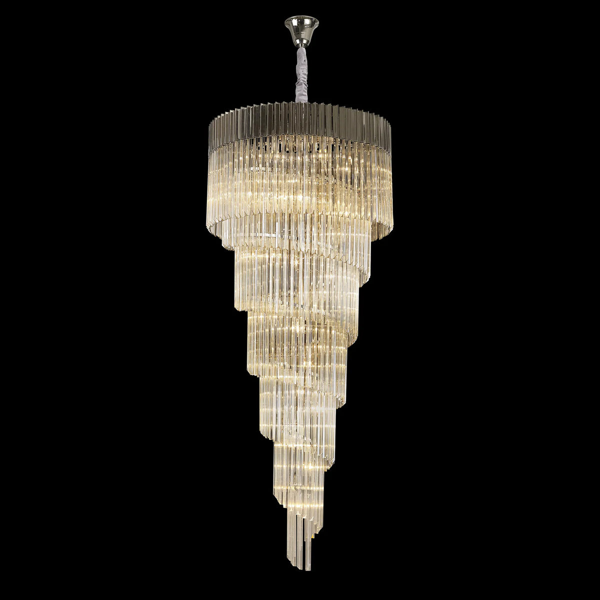 Kentisbeare 900mm 7 Tier Chandelier in Polished Nickel & Cognac Glass