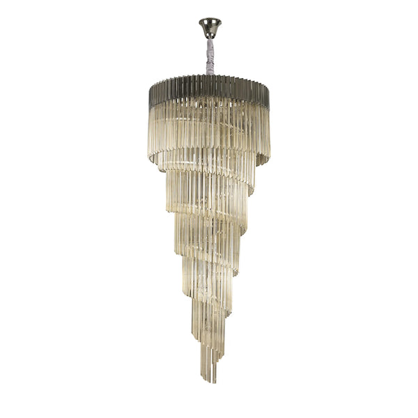 Kentisbeare 900mm 7 Tier Chandelier in Polished Nickel & Cognac Glass