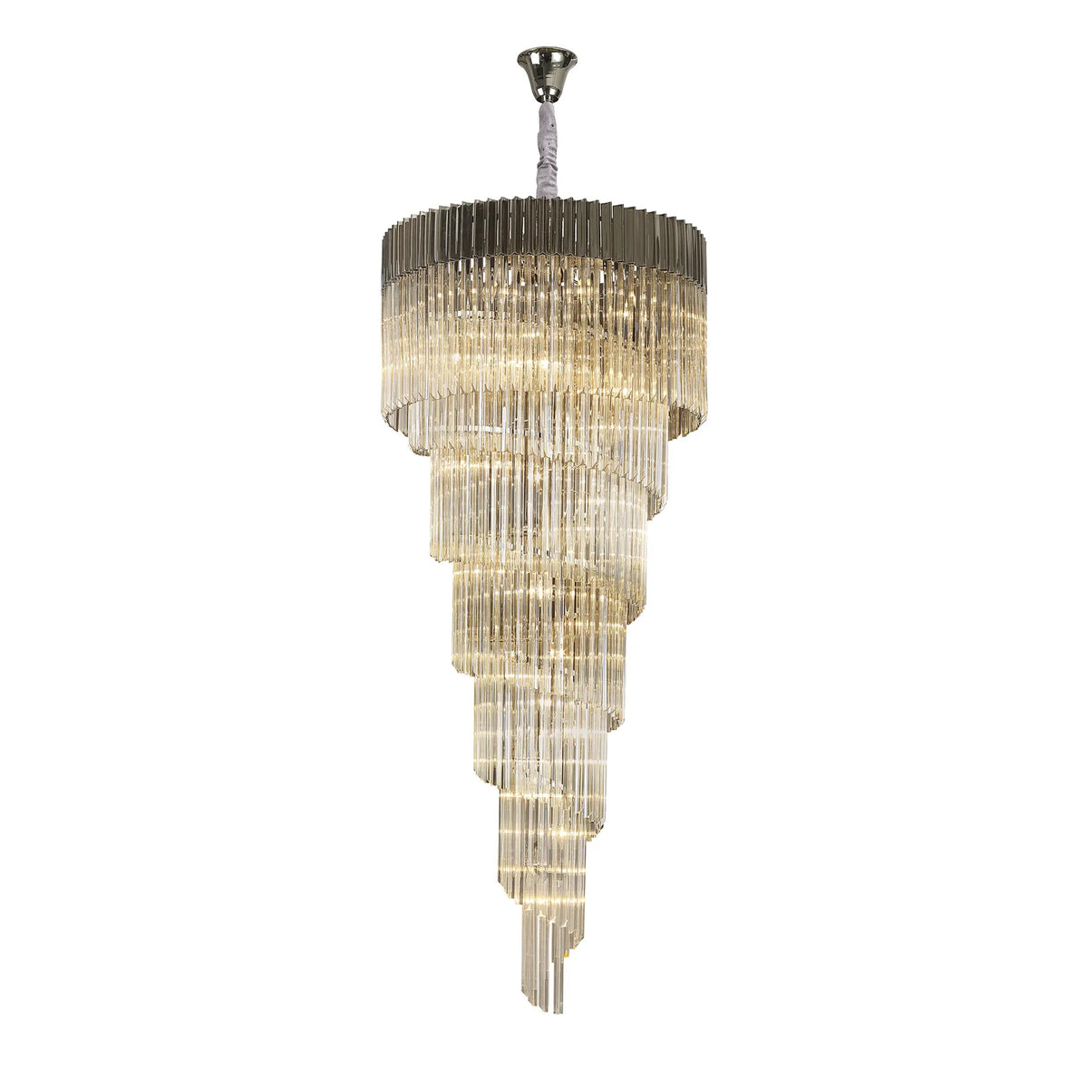 Kentisbeare 900mm 7 Tier Chandelier in Polished Nickel & Cognac Glass