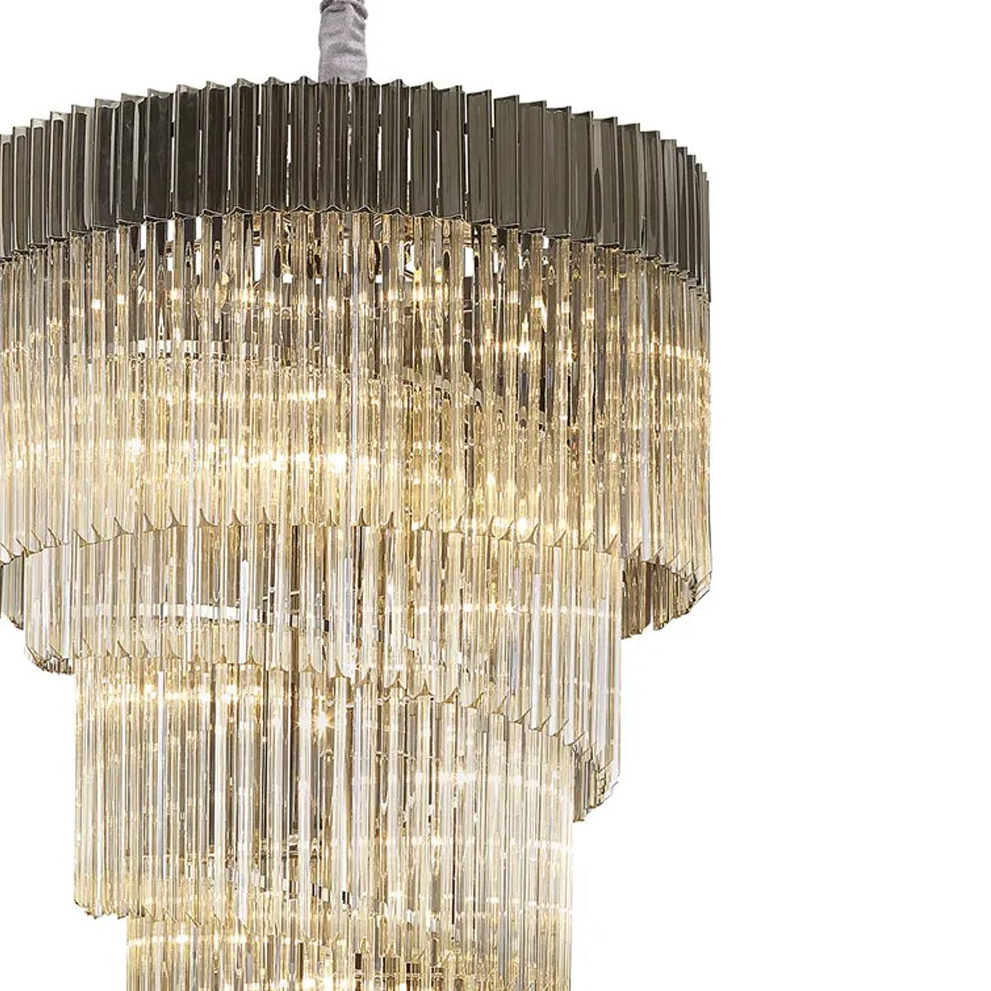 Kentisbeare 900mm 7 Tier Chandelier in Polished Nickel & Cognac Glass