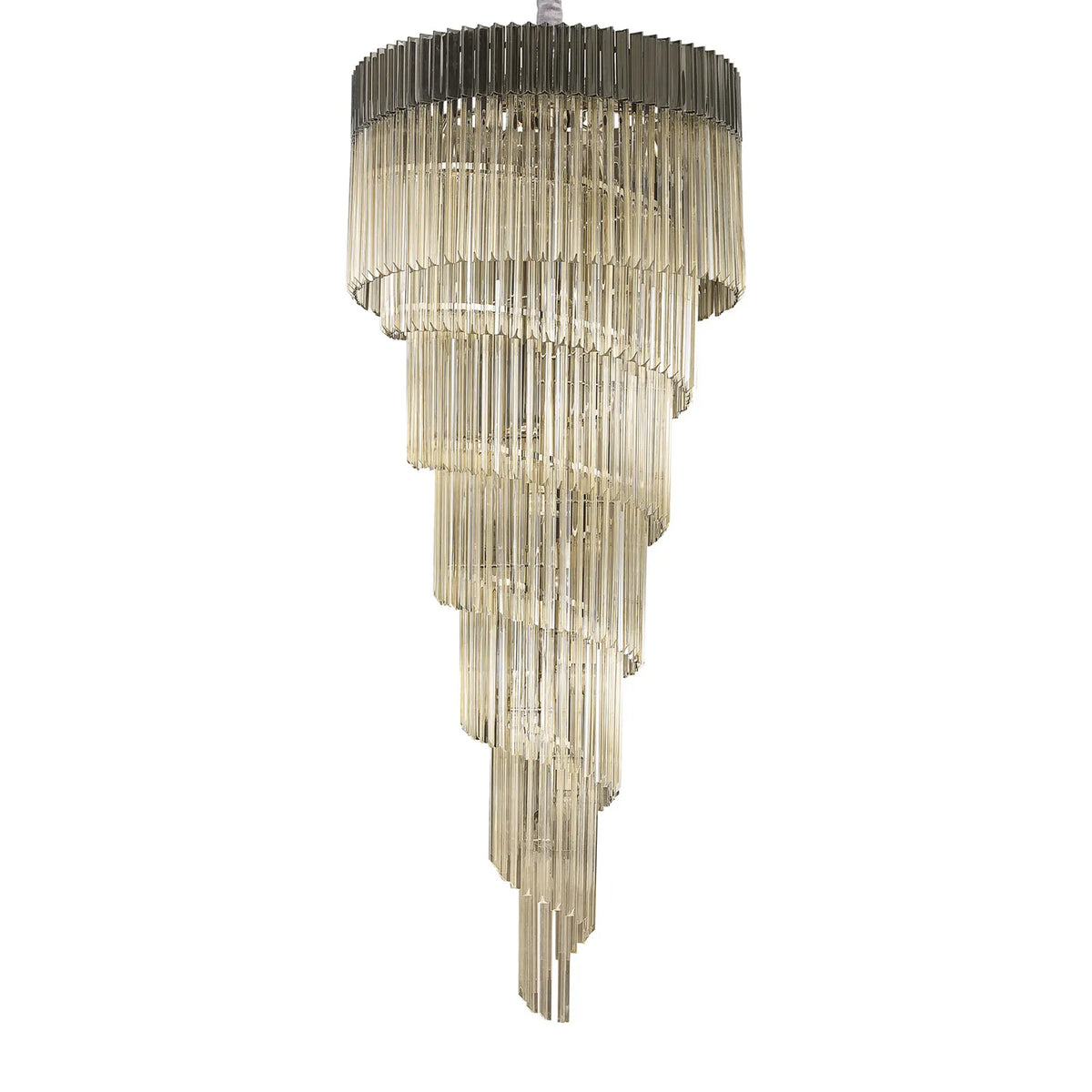 Kentisbeare 900mm 7 Tier Chandelier in Polished Nickel & Cognac Glass