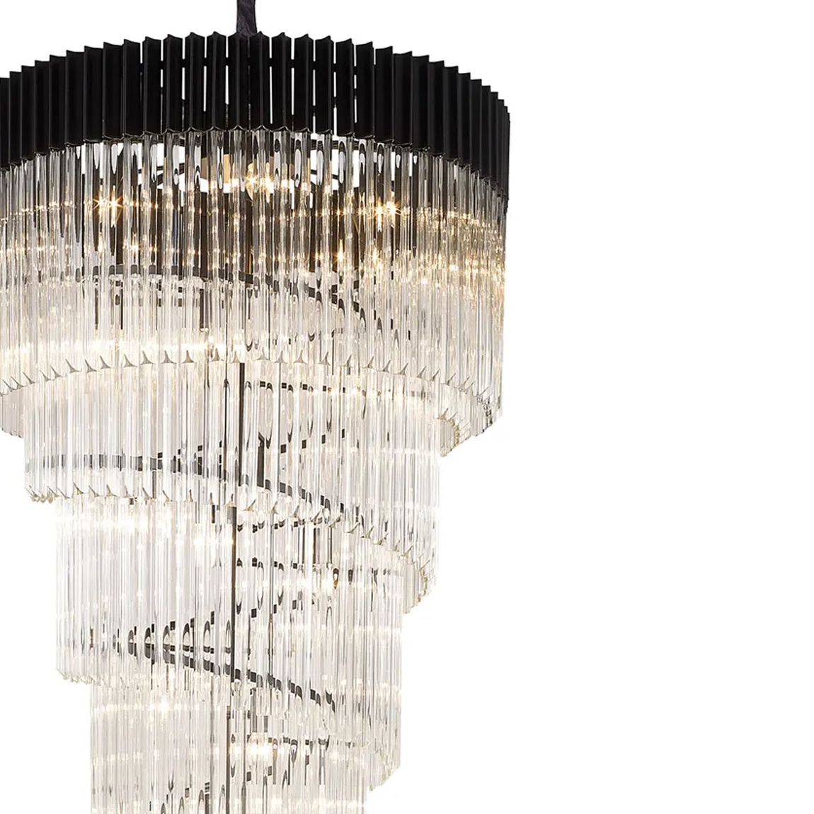 Kentisbeare 900mm 7 Tier Chandelier in Matt Black & Clear Glass