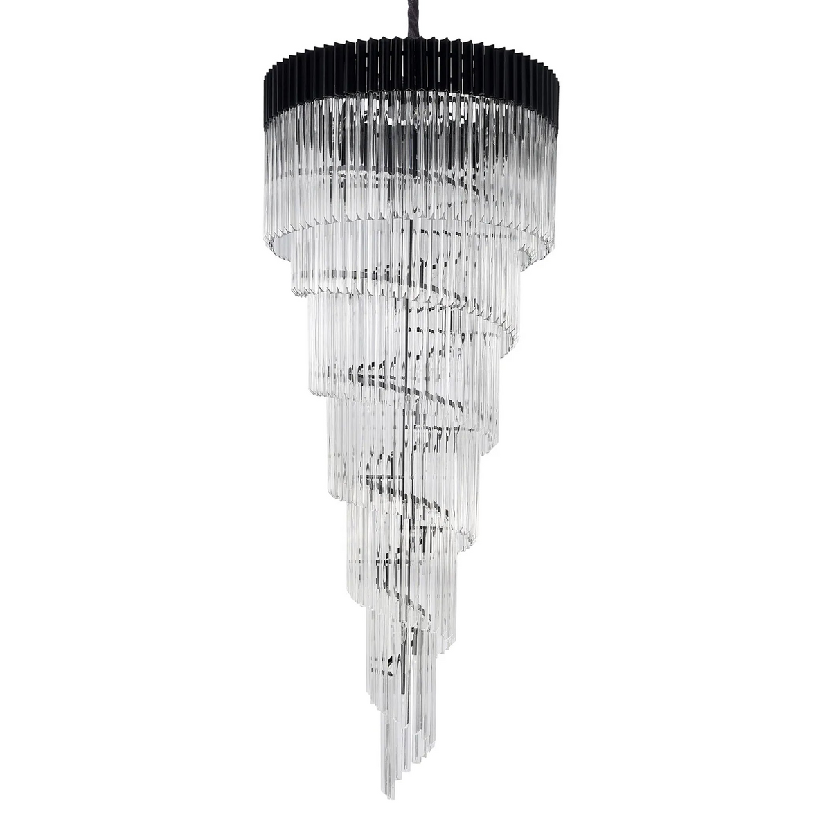 Kentisbeare 900mm 7 Tier Chandelier in Matt Black & Clear Glass