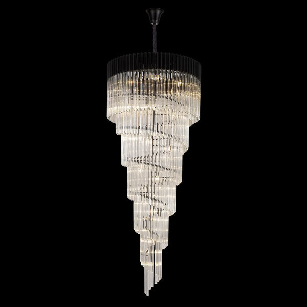 Kentisbeare 900mm 7 Tier Chandelier in Black & Clear Glass