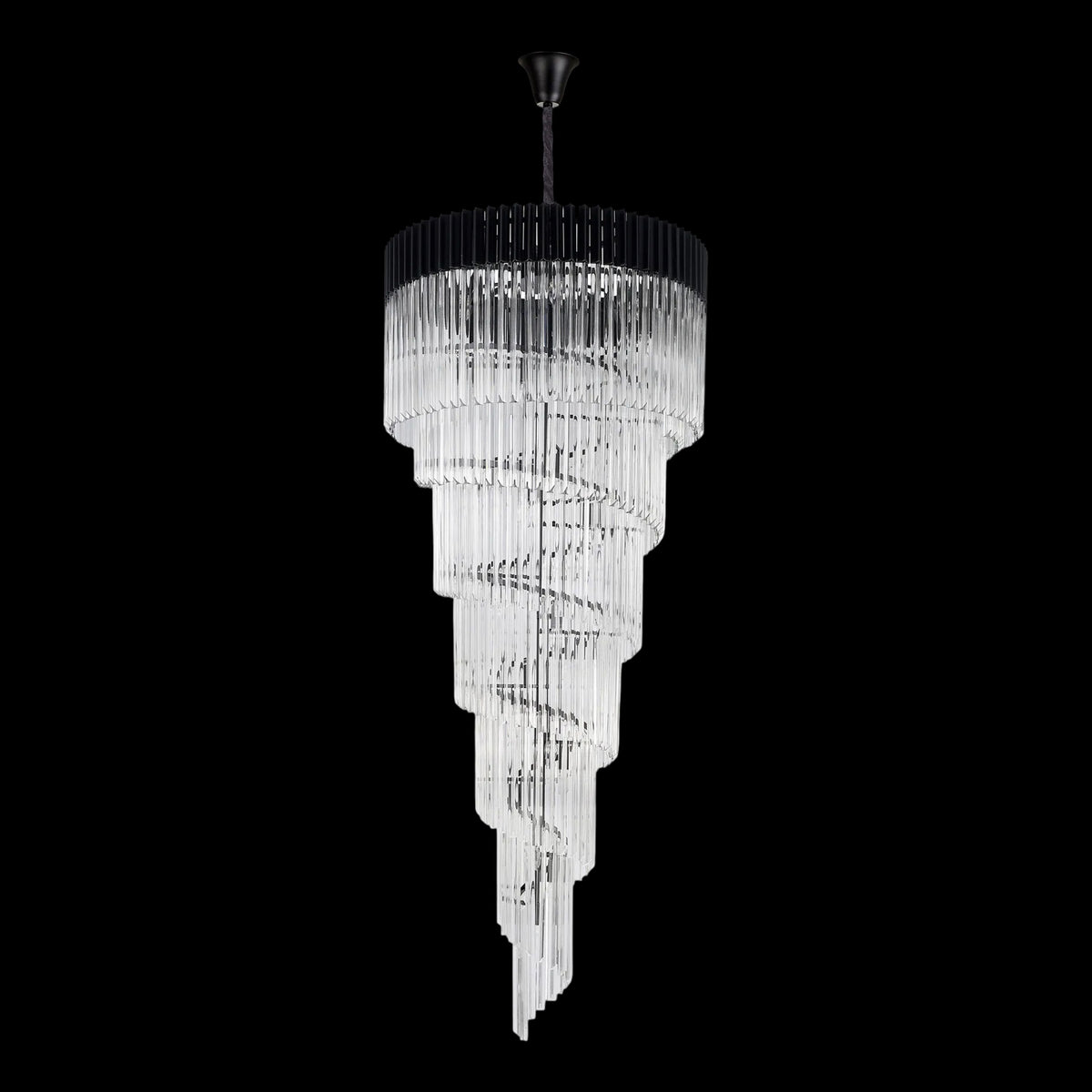 Kentisbeare 900mm 7 Tier Chandelier in Matt Black & Clear Glass