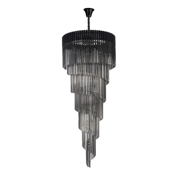 Kentisbeare 900mm 7 Tier Chandelier in Black & Smoked Glass
