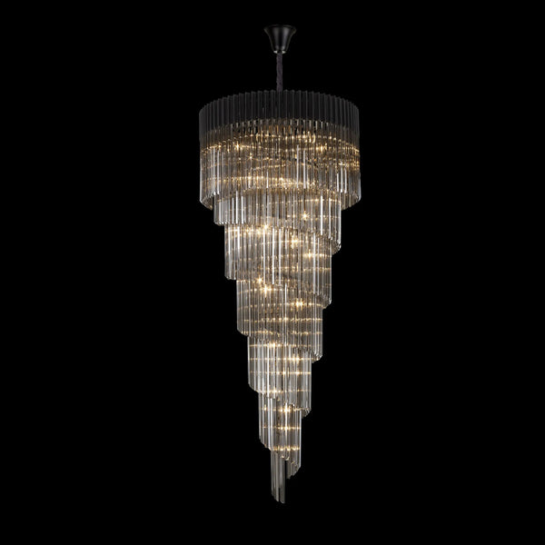 Kentisbeare 900mm 7 Tier Chandelier in Black & Smoked Glass