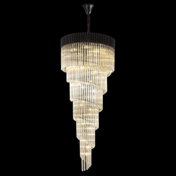 Kentisbeare 900mm 7 Tier Chandelier in Black & Cognac Glass