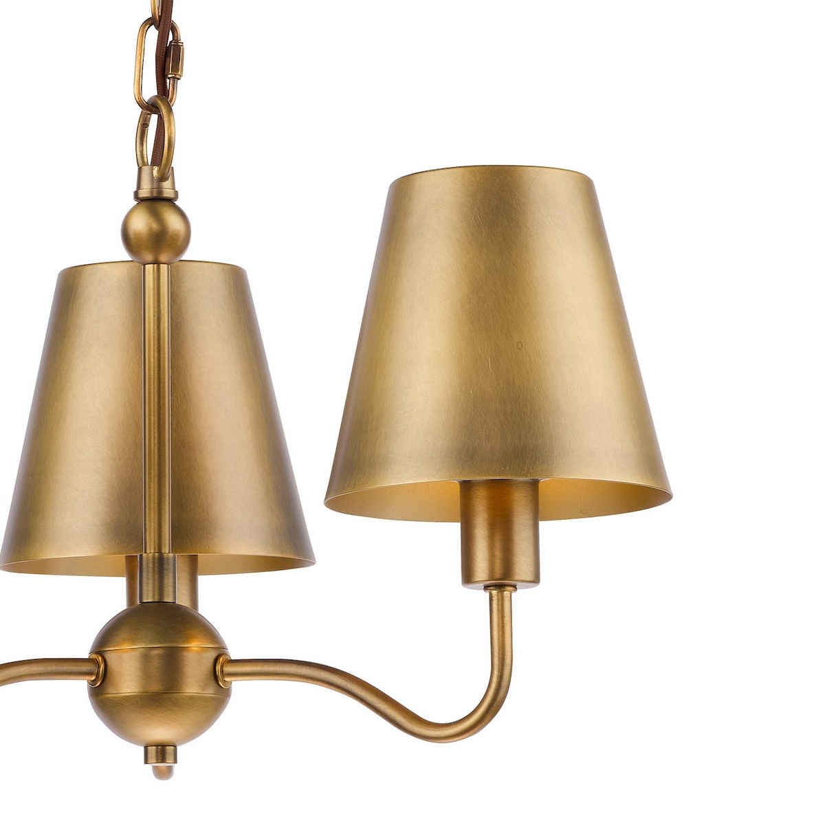 Elara Three Arm Pendant in Antique Bronze with Bronze Metal Shades