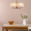 Elara Five Arm Pendant in Antique Bronze with Pleated Linen Shade
