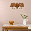 Elara Five Arm Pendant in Antique Bronze with Tapered Brown Rattan Shade