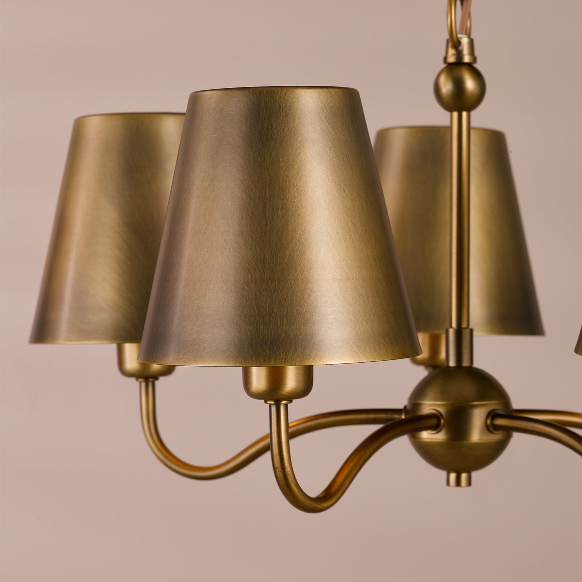 Elara Five Arm Pendant in Antique Bronze with Bronze Metal Shades