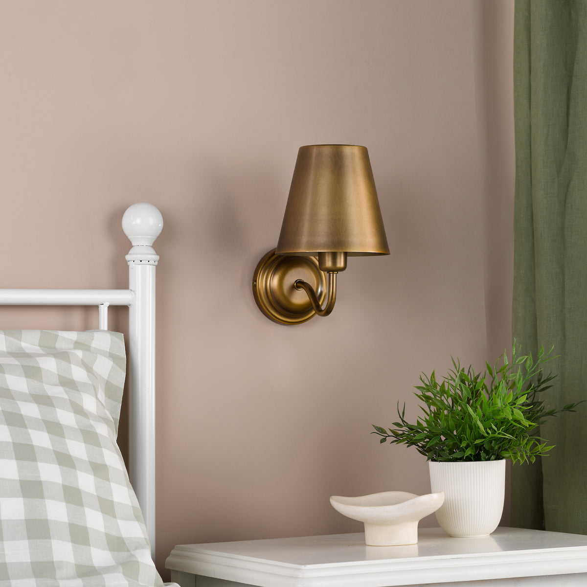 Elara Switched Wall Light in Antique Bronze with Bronze Metal Shade