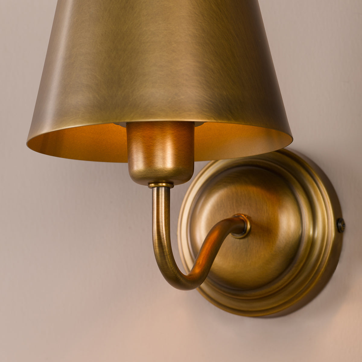 Elara Switched Wall Light in Antique Bronze with Bronze Metal Shade