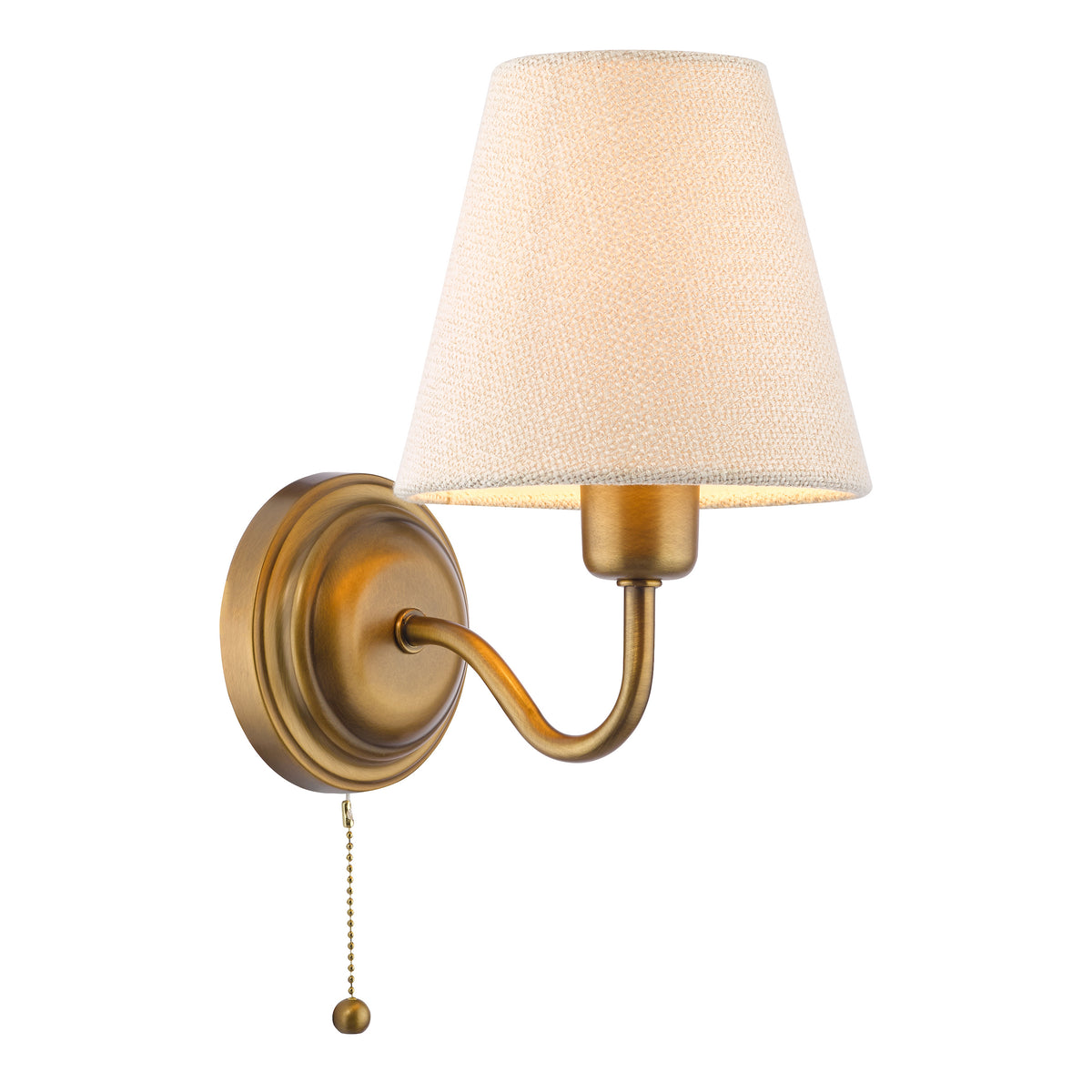 Elara Switched Wall Light in Antique Bronze with Tapered Linen Shade