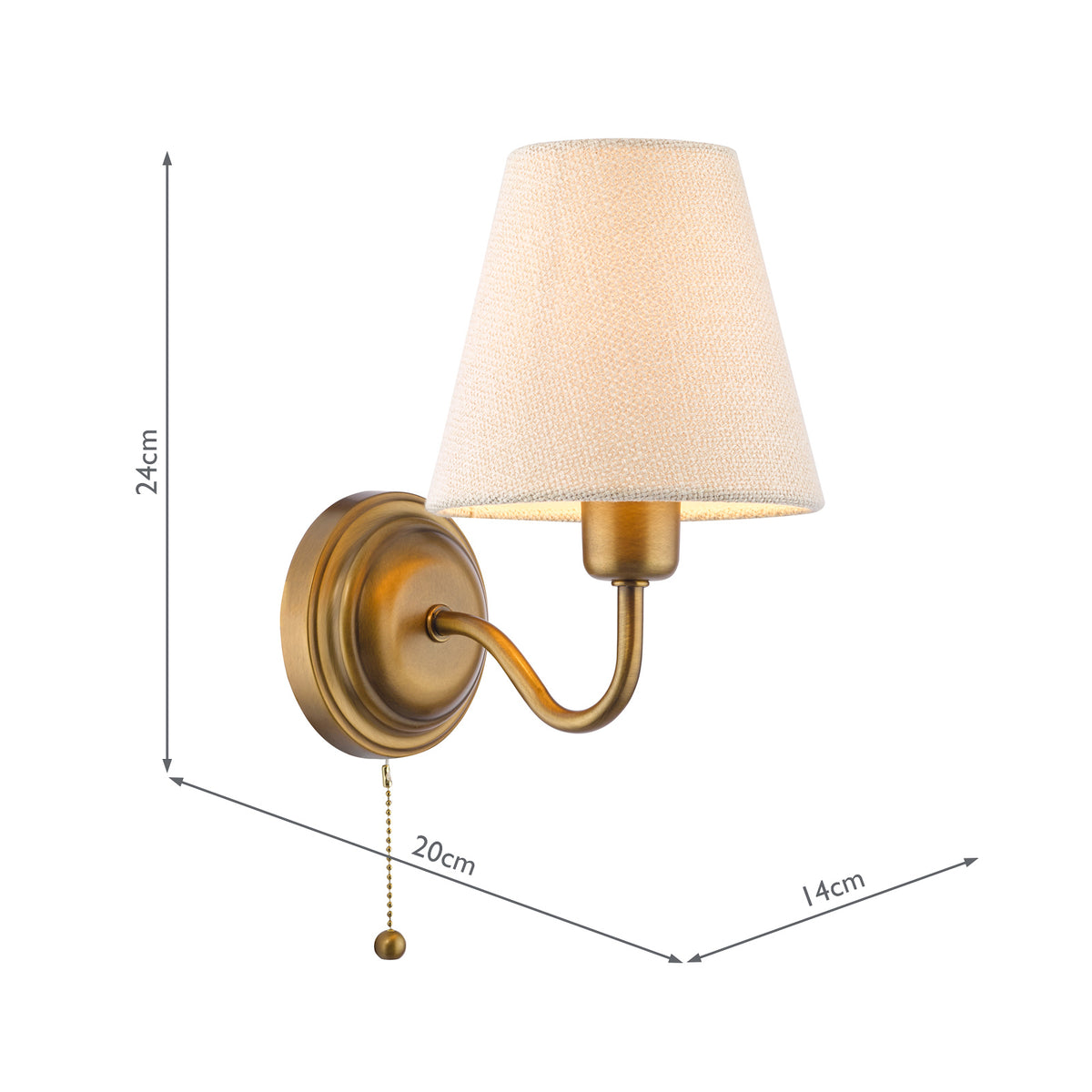 Elara Switched Wall Light in Antique Bronze with Tapered Linen Shade