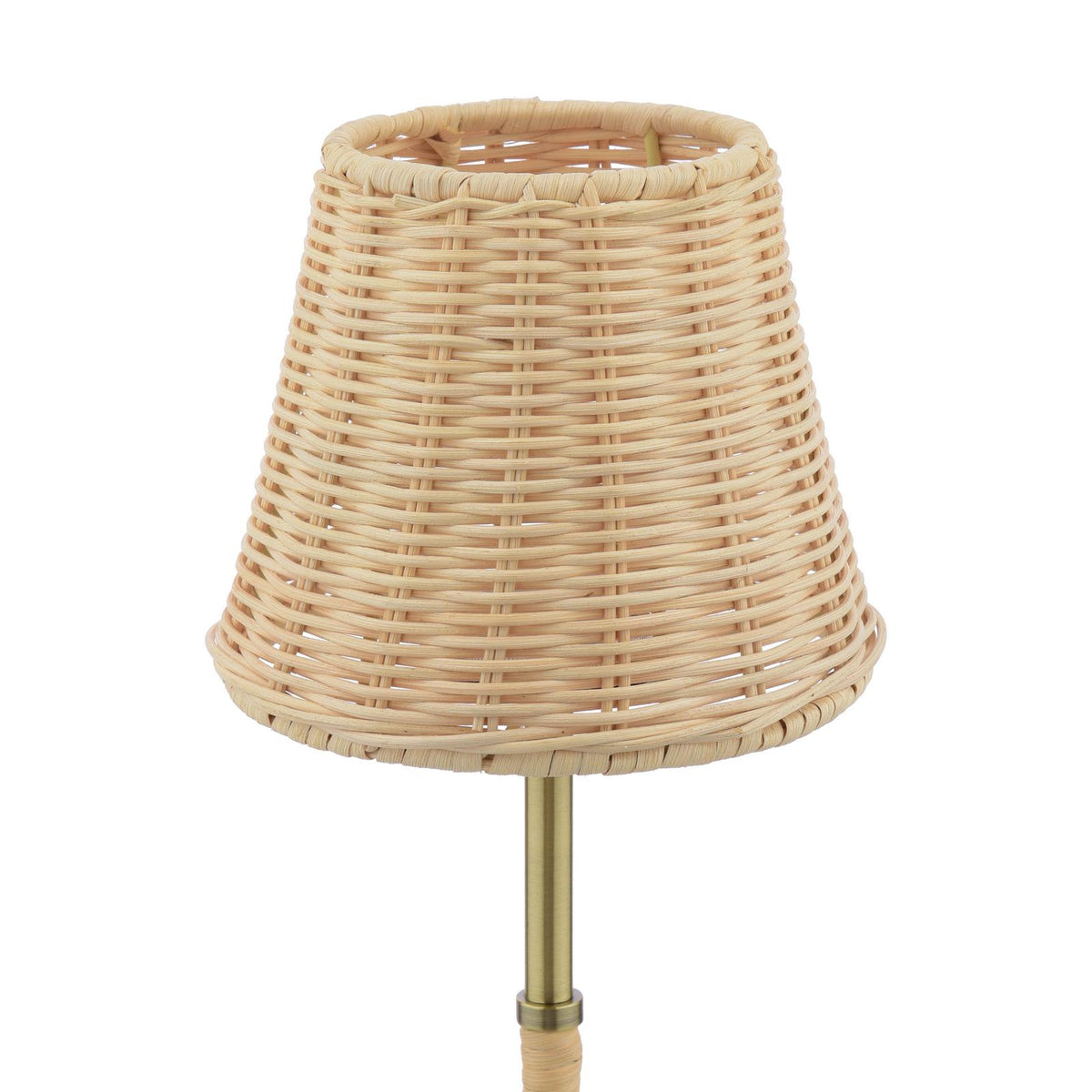 Joules Elcot rechargeable table lamp with natural woven rattan shade and antique brass base