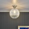Emerson Semi Flush Ceiling Light In Antique Brass With Clear Ribbed Glass Shade