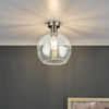 Emerson Semi Flush Ceiling Light In Antique Brass With Clear Round Glass Shade