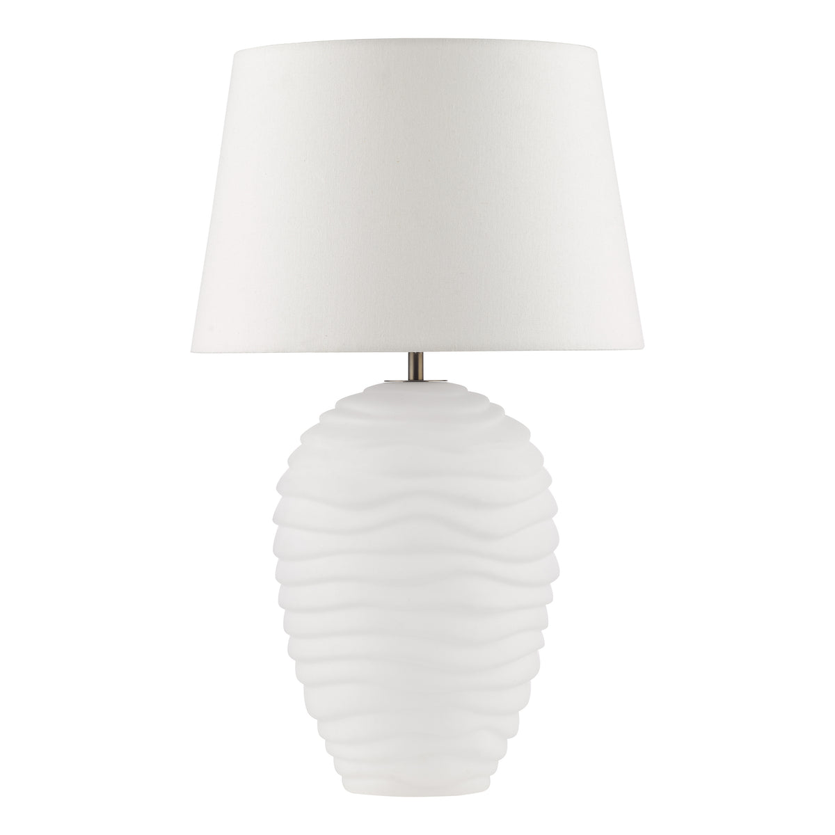 Encara Dual Source White Glass Table Lamp with Ivory  Linen Shade