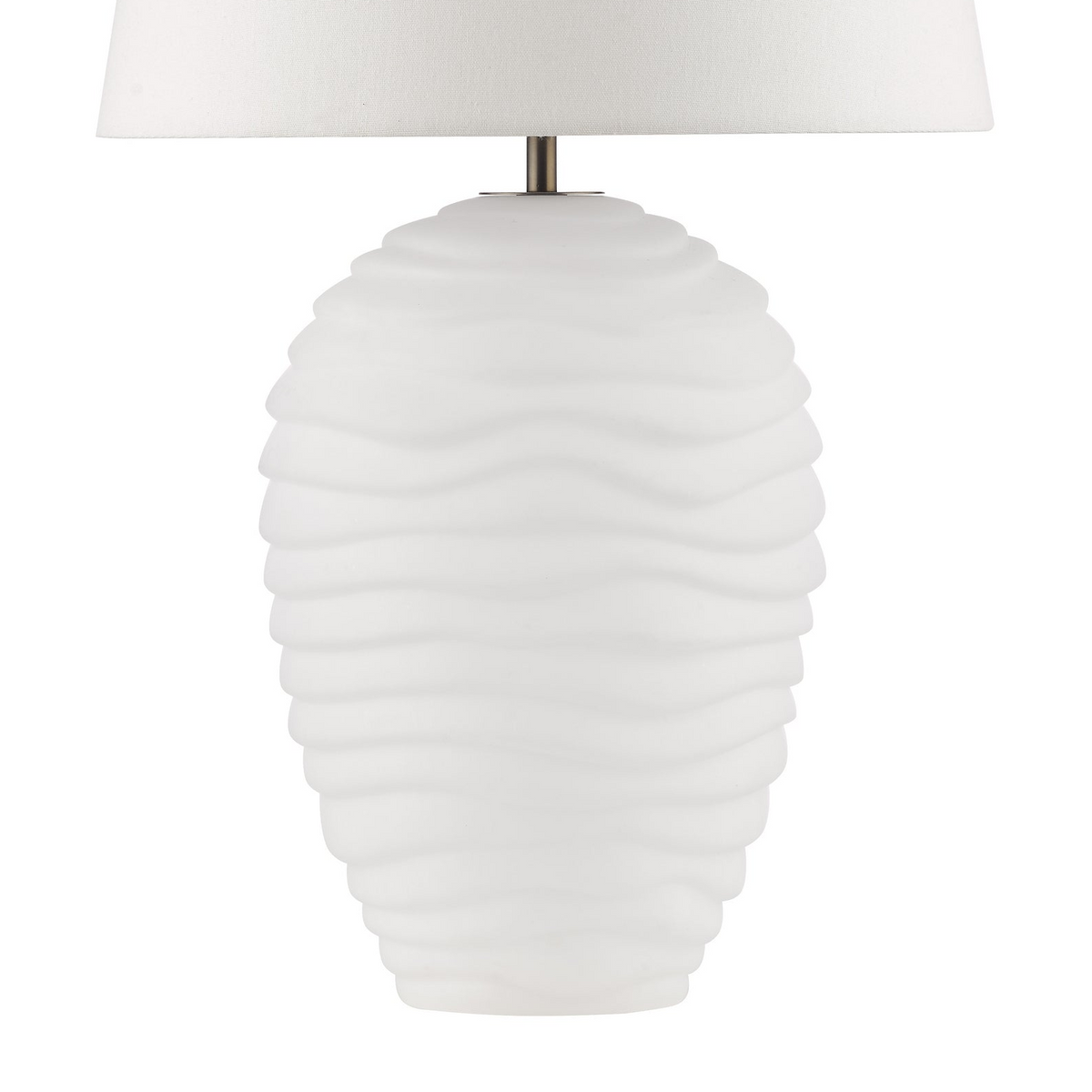 Encara Dual Source White Glass Table Lamp with Ivory  Linen Shade