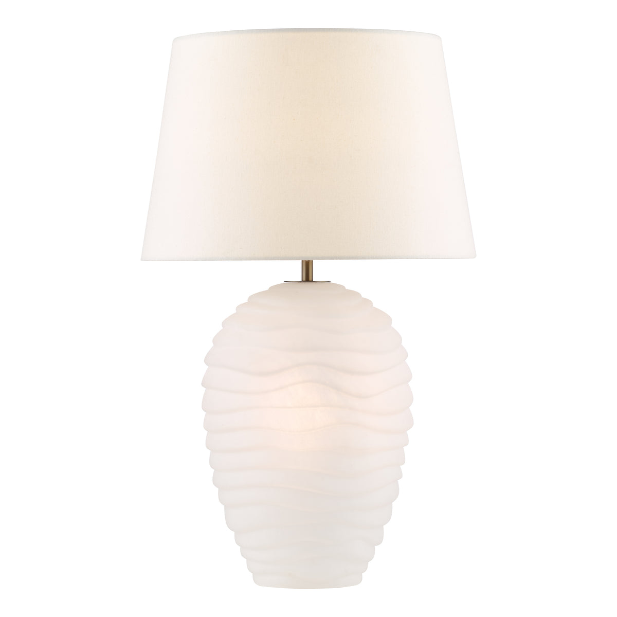 Encara Dual Source White Glass Table Lamp with Ivory  Linen Shade