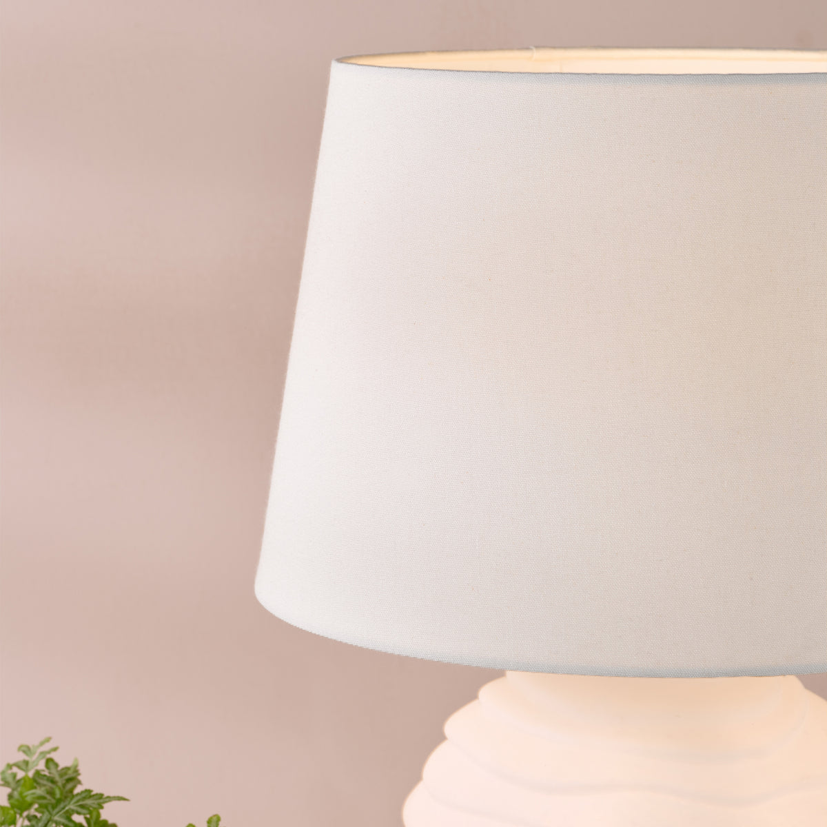 Encara Dual Source White Glass Table Lamp with Ivory  Linen Shade