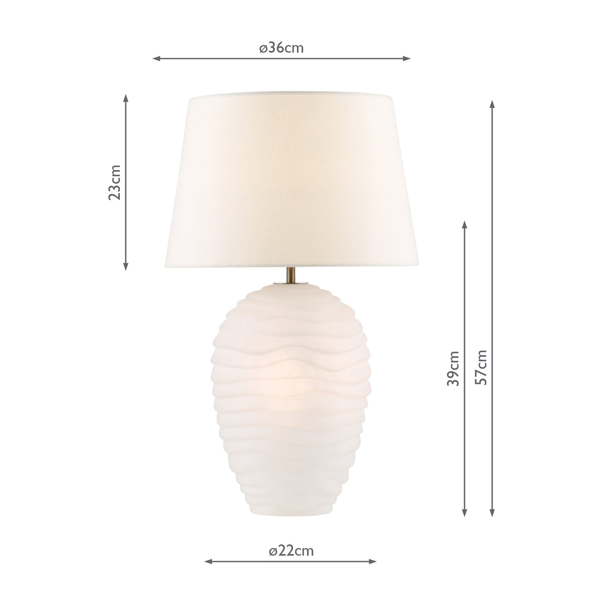 Encara Dual Source White Glass Table Lamp with Ivory  Linen Shade