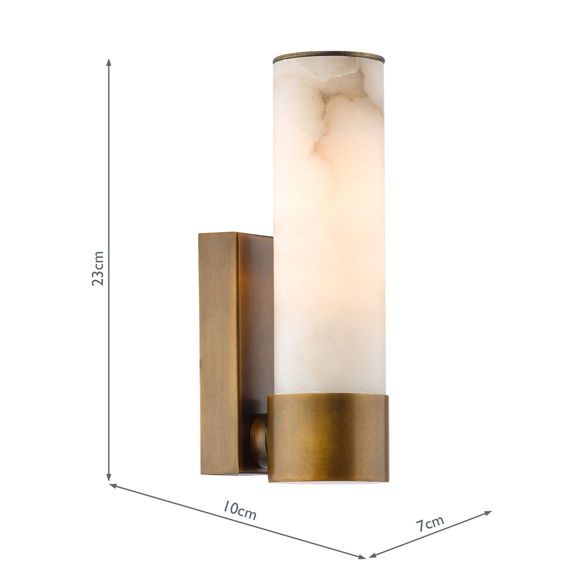 Eneco IP44 Antique Bronze Wall Light with Natural Alabaster Shade