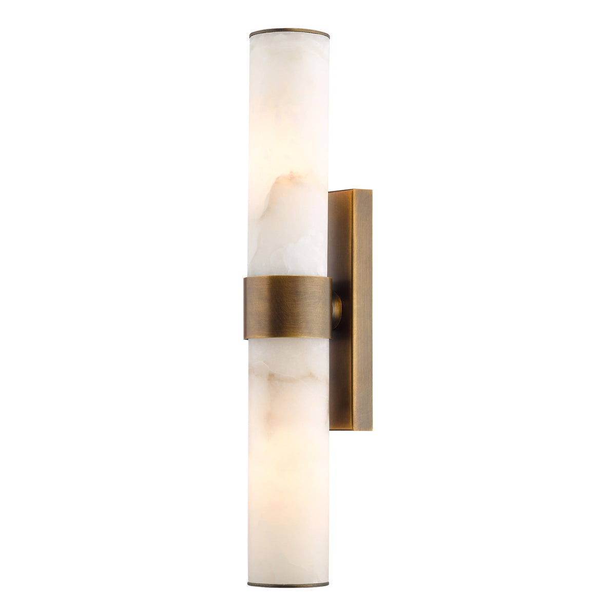 Eneco IP44 Antique Bronze Up & Down Wall Light with Natural Alabaster Shades