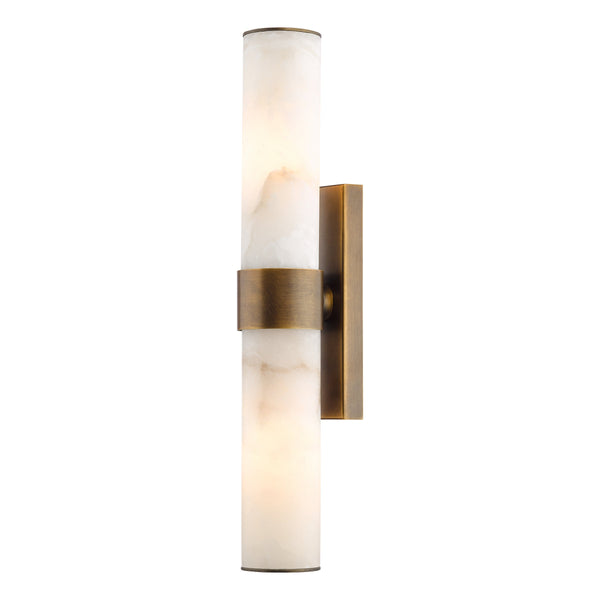 Eneco IP44 Antique Bronze Up & Down Wall Light with Natural Alabaster Shades