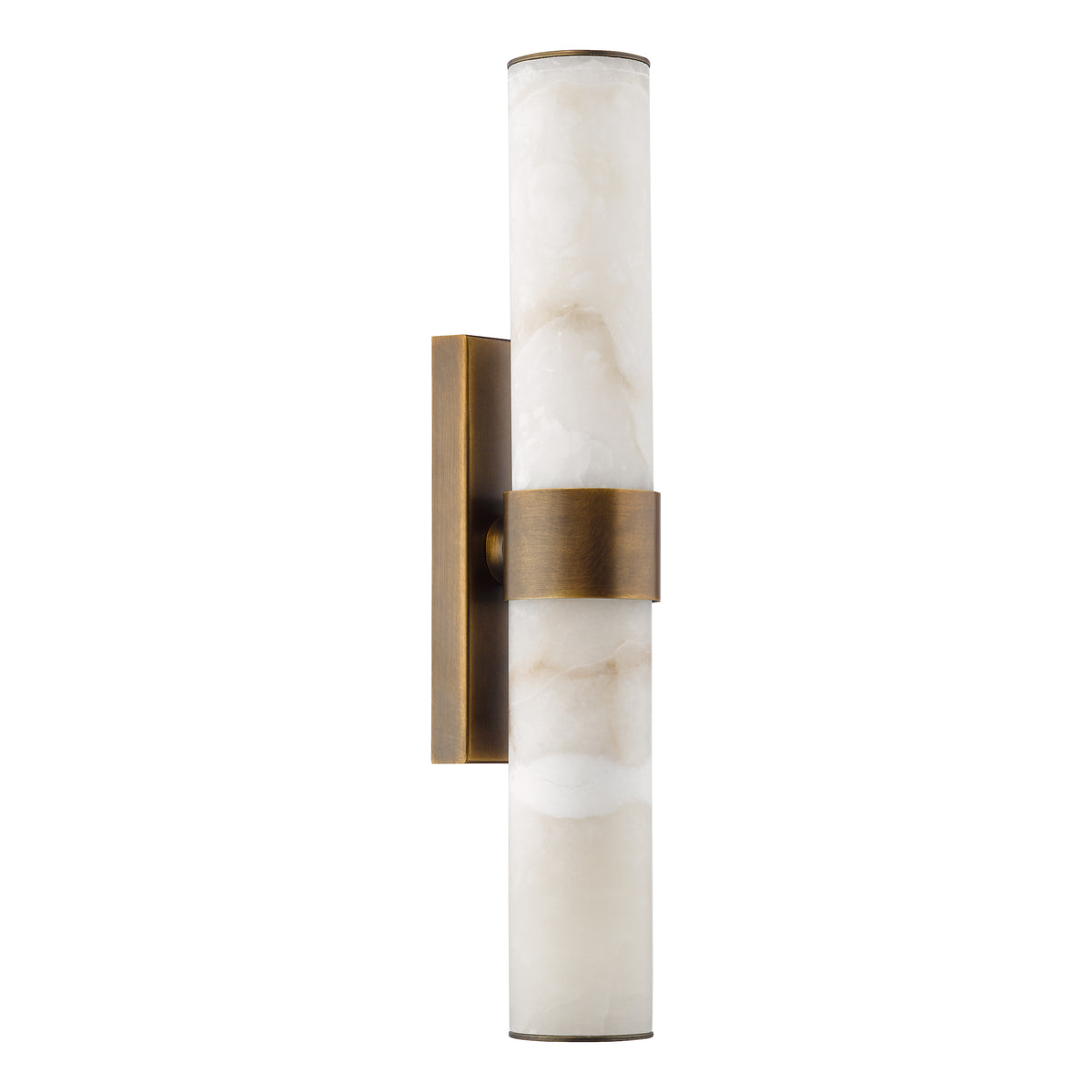 Eneco IP44 Antique Bronze Up & Down Wall Light with Natural Alabaster Shades