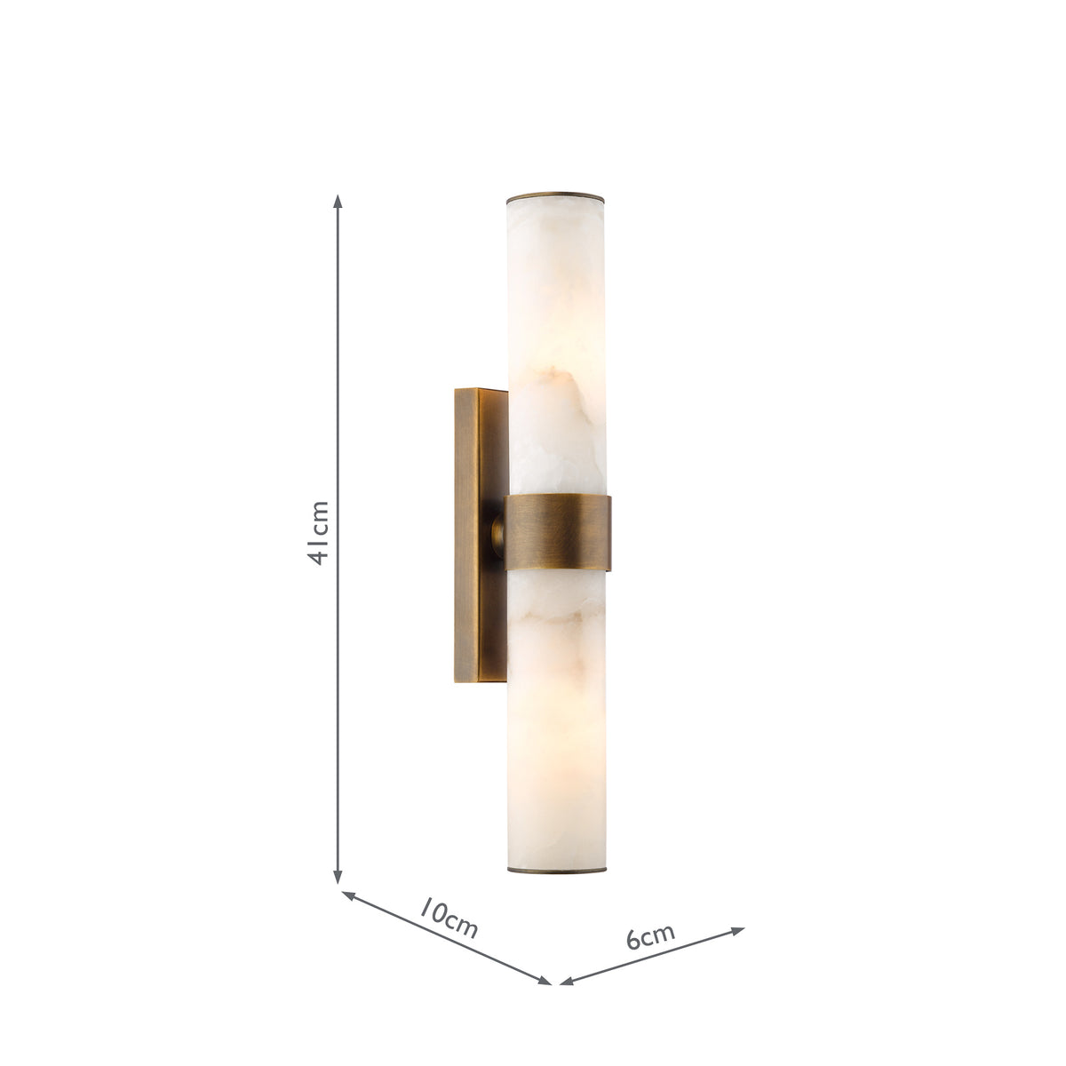 Eneco IP44 Antique Bronze Up & Down Wall Light with Natural Alabaster Shades