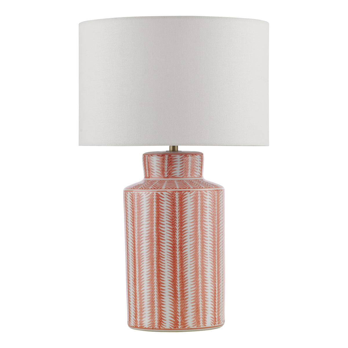 Ennio Ceramic Table Lamp in Red with Ivory Linen Shade