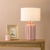 Ennio Ceramic Table Lamp in Red with Ivory Linen Shade