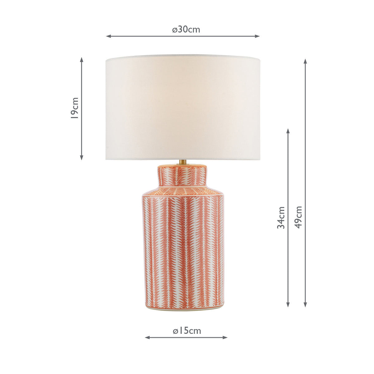 Ennio Ceramic Table Lamp in Red with Ivory Linen Shade