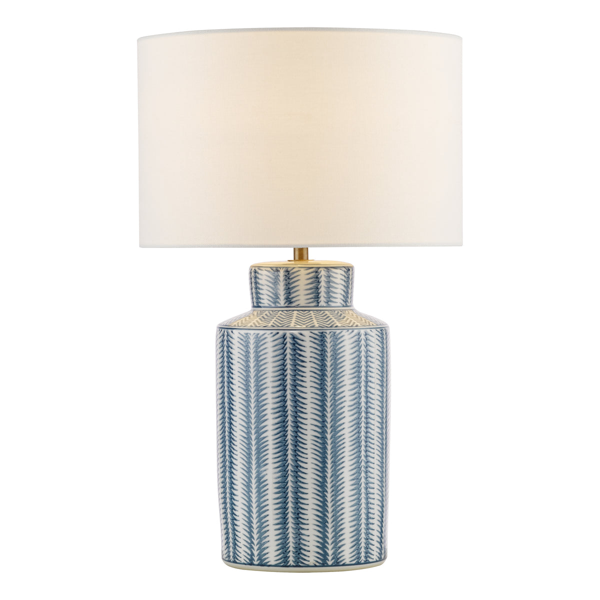 Ennio Ceramic Table Lamp in Blue with Ivory Linen Shade