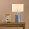Ennio Ceramic Table Lamp in Blue with Ivory Linen Shade