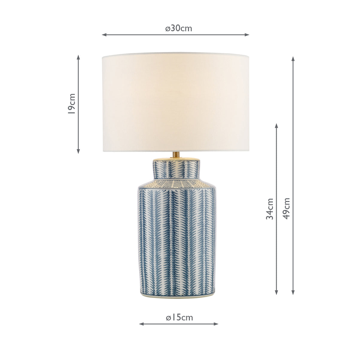 Ennio Ceramic Table Lamp in Blue with Ivory Linen Shade