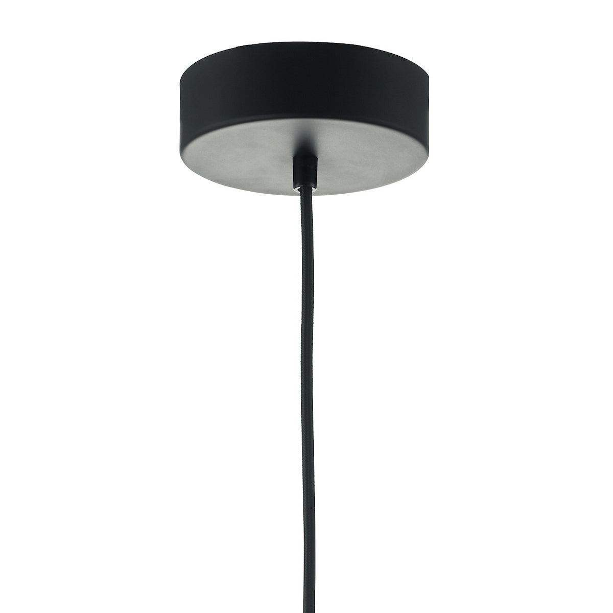 Black ceiling rose with a black fabric cable