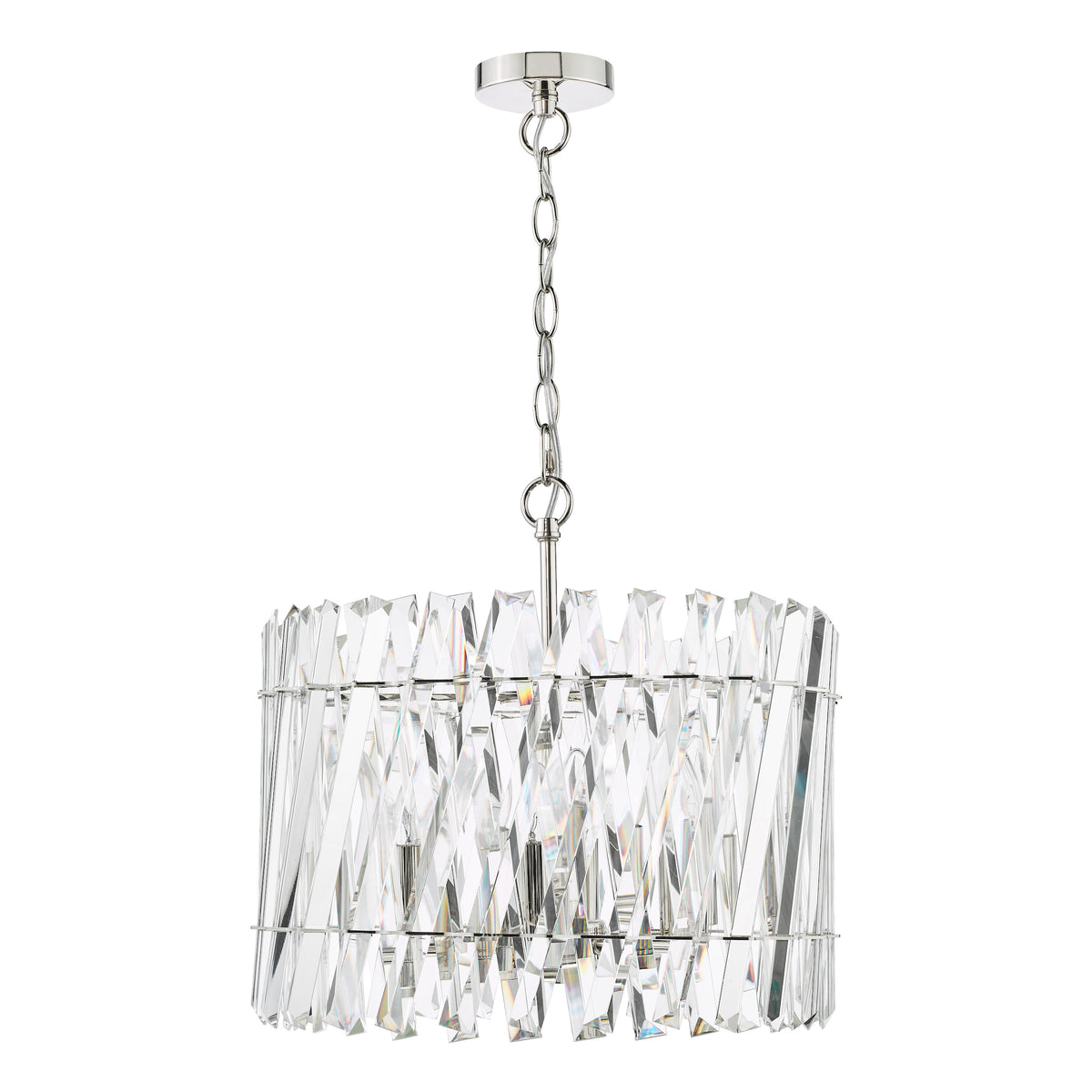Crystal chandelier with a polished nickel finish