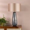 Erdis Blue Art Glass Table Lamp with Taupe Cotton Shade
