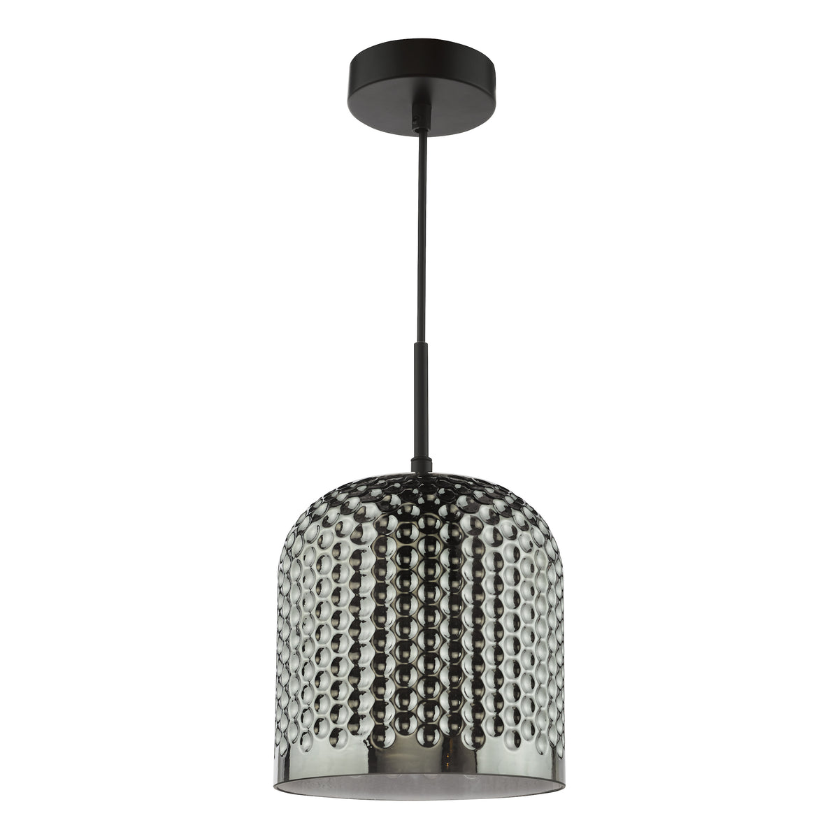 Black ceiling light with a textured, metallic dome-shaped shade