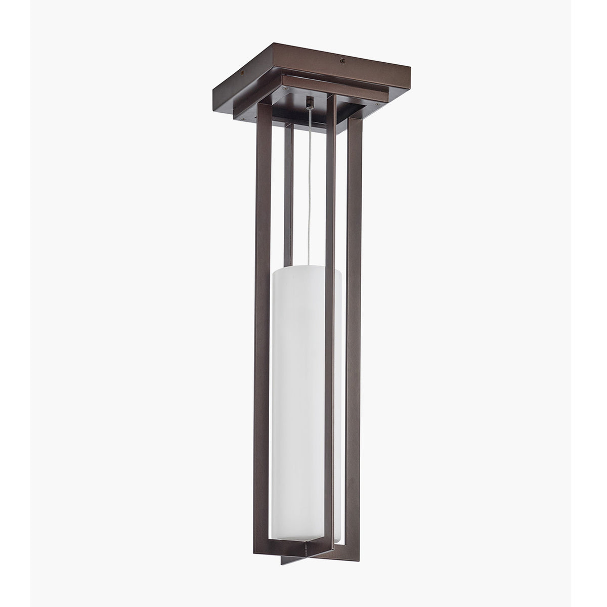 Pendant Lamp in Bronze Cage with Etched Glass Diffuser