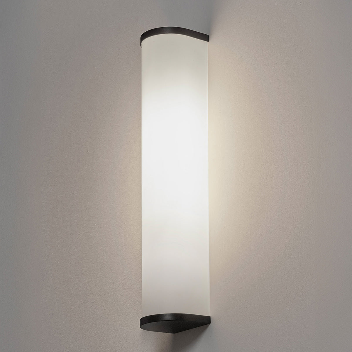 Camu Small Wall Light in Bronze with Etched Glass Shade