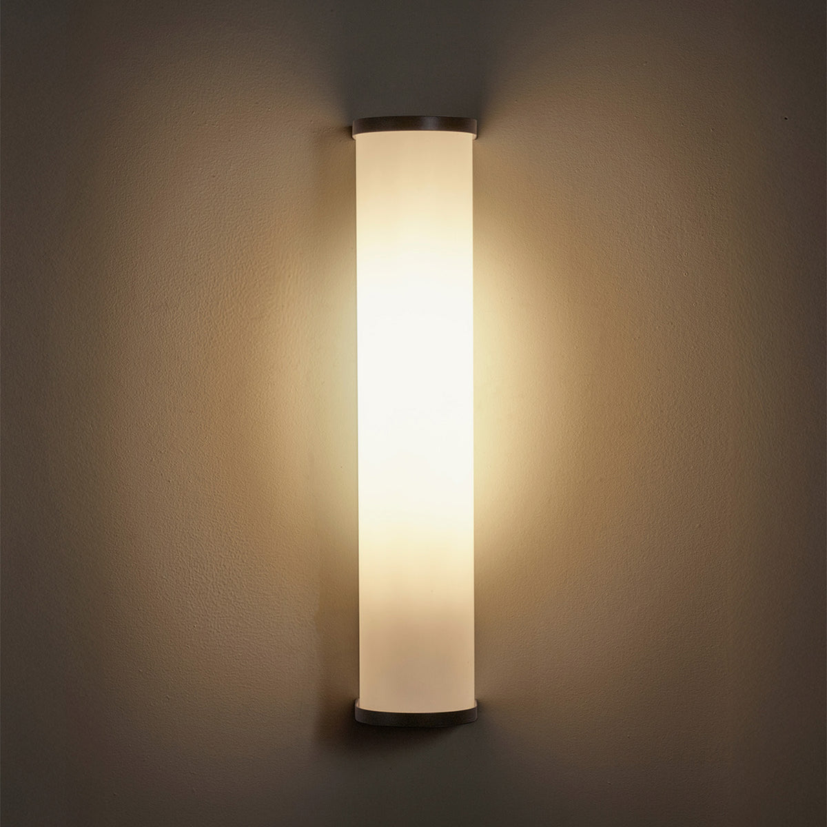 Camu Small Wall Light in Bronze with Etched Glass Shade
